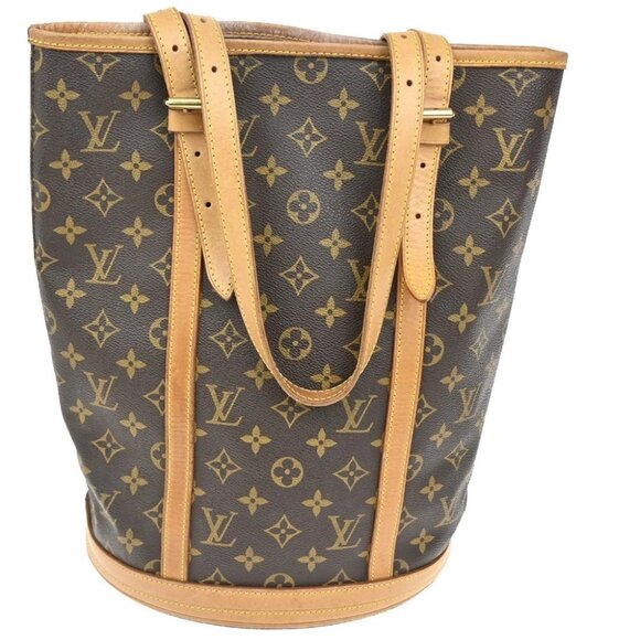 LOUIS VUITTON BUCKET GM Shoulder Tote Bag Monogram Leather Brown - Picture 4 of 13